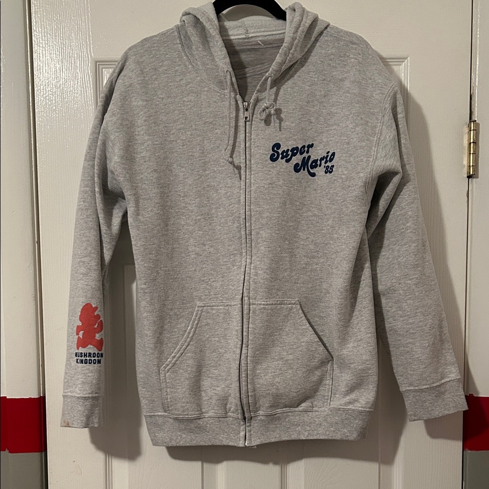 Nintendo Super Mario Gray Zip-Up Hoodie for Kids